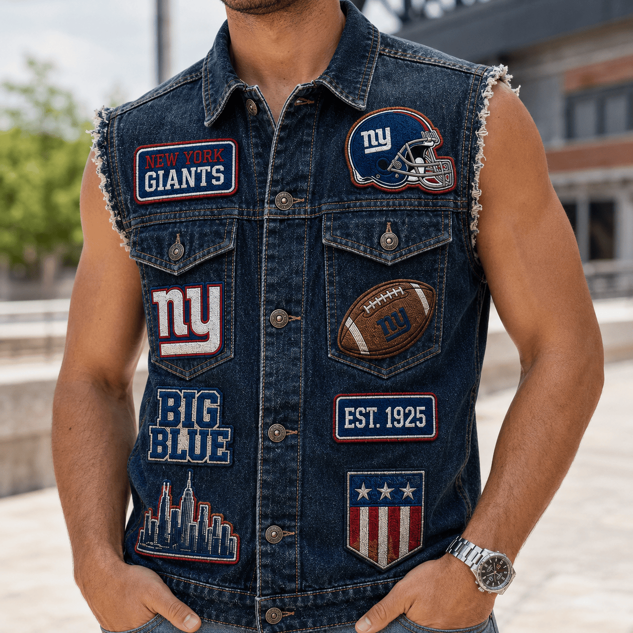 NYG PREMIUM DENIM VEST LNTH
