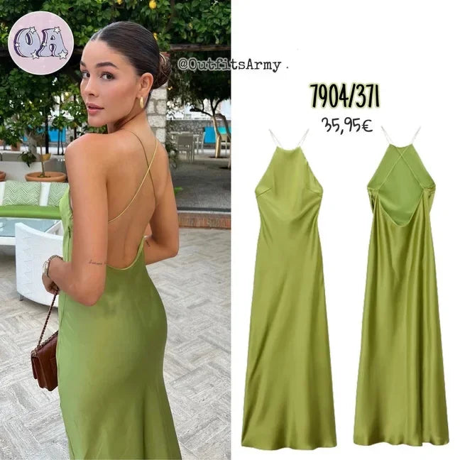Summer New Women's Dress Tanksilk-satin Feeling Sleeveless Dress Western Style Fashion